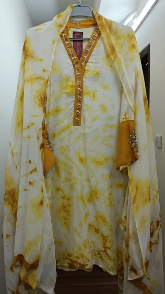 Pakistani Viscose Stitched 3Pcs _ Yellow 